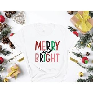 Merry And Bright Christmas Gift, Holiday Retro Shirt, Merry Christmas T-Shirt